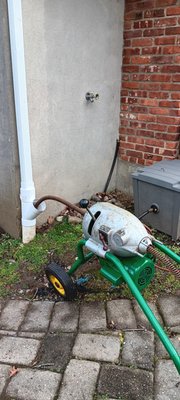 Clogged sump pump and gutter leader line. - We cleared frozen leaves from the clogged gutter leader line. It also had the sump pump line connected to it which was causing flooding in the basement. After we snaked the line we power jetted it to ensure we flushed out any remaining debris to avoid a future clog. Clogged sump pump and gutter leader line. - We cleared frozen leaves from the clogged gutter leader line. It also had the sump pump line connected to it which was causing flooding in the basement. After we snaked the line we power jetted it to ensure we flushed out any remaining debris to avoid a future clog.