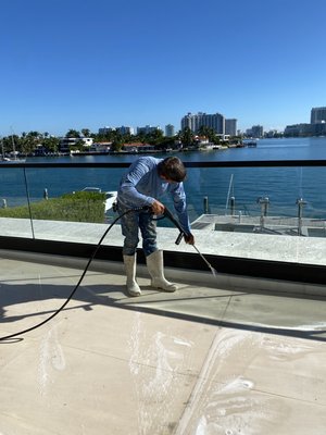 Detailed Pressure Washing - Pressure cleaning is a highly effective method for maintaining the cleanliness of sold exterior surfaces year round. One clean can last up to 6 months! From patio furniture, balcony floors, driveways, pool areas, boat docking areas and grand front entrances, let us take care of all of your needs. Give us a call to book today.