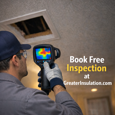 Book your spot online - no call needed! - We give the option to book your appointment spot online instantly without having to call and talk to someone. This appointment lets one of our techs come out and inspect your attic to see what your R value is. They will also use a thermal camera to inspect the home for hot spots and discuss the best option to accomplish your goals