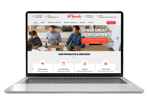 Sir Speedy - Sir Speedy MN is the printing, signs, and marketing services company operating under the Sir Speedy, Inc. franchisor. Their request was to create a new web design and help with digital marketing to promote their business. The main goal was to design a user-friendly website that would allow customers to upload and send files for printing.
SOLUTION
After providing deep research, market analysis, and client interview, Toporin Studio came up with a design plan to satisfy business needs as well as suggested a custom approach to the marketing strategy.
APPROACH
For each service and product provided by the Sir Speedy company, we’ve created separate web pages with calls to action – this way users are able to get to the next step easier and faster. On the backend side, we’ve created an admin panel that allows Sir Speedy employees to manage content easily in case there is a need to add, edit, or delete content.
The website is live now and we continue working together on adding new features and developing the marketing strategy. Sir Speedy - Sir Speedy MN is the printing, signs, and marketing services company operating under the Sir Speedy, Inc. franchisor. Their request was to create a new web design and help with digital marketing to promote their business. The main goal was to design a user-friendly website that would allow customers to upload and send files for printing.
SOLUTION
After providing deep research, market analysis, and client interview, Toporin Studio came up with a design plan to satisfy business needs as well as suggested a custom approach to the marketing strategy.
APPROACH
For each service and product provided by the Sir Speedy company, we’ve created separate web pages with calls to action – this way users are able to get to the next step easier and faster. On the backend side, we’ve created an admin panel that allows Sir Speedy employees to manage content easily in case there is a need to add, edit, or delete content.
The website is live now and we continue working together on adding new features and developing the marketing strategy.