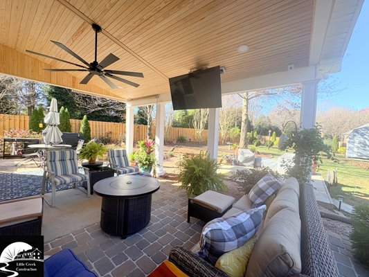 Lewisville, NC- Covered Patio - Another beautiful outdoor living upgrade in Lewisville, NC! 🍂✨
We recently completed this spacious covered patio, and it’s quickly become the perfect spot for relaxing, entertaining, and enjoying the view year-round. The warm wood ceiling, large fan, and open layout make the space feel inviting and comfortable in every season.
And check out the rotating TV — a super cool feature the homeowner installed to make sure game day (or movie night!) can be enjoyed from any angle. 🙌📺
Projects like this are why we love what we do. If you’re dreaming of your own outdoor retreat, Little Creek Construction would be honored to help bring it to life!
📍 Lewisville, NC
🔨 Little Creek Construction
🏡 “We Build the Spaces You’ve Been Dreaming Of.” Lewisville, NC- Covered Patio - Another beautiful outdoor living upgrade in Lewisville, NC! 🍂✨
We recently completed this spacious covered patio, and it’s quickly become the perfect spot for relaxing, entertaining, and enjoying the view year-round. The warm wood ceiling, large fan, and open layout make the space feel inviting and comfortable in every season.
And check out the rotating TV — a super cool feature the homeowner installed to make sure game day (or movie night!) can be enjoyed from any angle. 🙌📺
Projects like this are why we love what we do. If you’re dreaming of your own outdoor retreat, Little Creek Construction would be honored to help bring it to life!
📍 Lewisville, NC
🔨 Little Creek Construction
🏡 “We Build the Spaces You’ve Been Dreaming Of.”