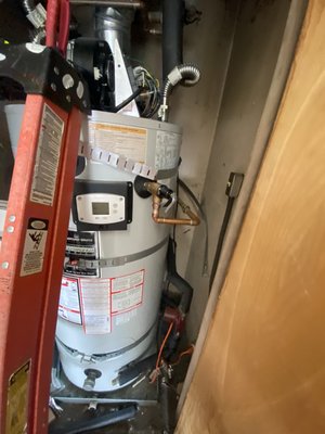 water heater repair - this job was to bring 100gal commercial water heater up to code Very limited room to maneuver water heater repair - this job was to bring 100gal commercial water heater up to code Very limited room to maneuver
