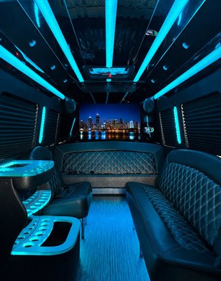 Party Sprinter Chauffeur Service - Make the transportation part of the celebration with our Mercedes-Benz Party Sprinter.

Designed for groups of up to 14 passengers, our Party Sprinter is a great choice for birthdays, bachelor and bachelorette parties, concerts, nightlife, weddings, sporting events, and group celebrations.

Enjoy limousine-style seating, ambient lighting, lasers, entertainment screens, premium sound, privacy, and a spacious interior designed for groups to enjoy the ride together.

Every reservation includes a professional chauffeur so your entire group can enjoy the night without worrying about driving, parking, or coordinating multiple vehicles.

Available throughout Orange County, Los Angeles, San Diego, and surrounding areas.