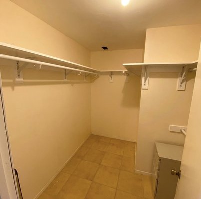 Closet Upgrade - New wrap around closet poles and shelving. Closet Upgrade - New wrap around closet poles and shelving.