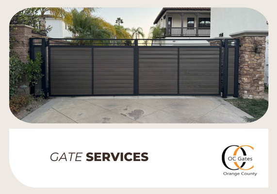 Modern Driveway Gate System - At OC Garage Doors and Gates, we provide expert gate services across Orange County, CA, including automatic gate installation, repairs, and maintenance for residential and commercial properties. Our skilled team specializes in sliding gates, swing gates, electric gate openers, access control systems, and custom gate fabrication using wrought iron, aluminum, wood, and steel. We also offer 24/7 emergency repairs for malfunctioning motors, sensor issues, and stuck gates. Serving Anaheim, Irvine, Santa Ana, Huntington Beach, Newport Beach, and surrounding areas, we are licensed, insured, and bonded, ensuring top-quality craftsmanship and reliable service. Contact us today for a free estimate and experience trusted gate solutions built for security and style!