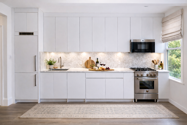 Greenpoint Brooklyn Apartment Remodel - This apartment renovation embraces a bright, modern aesthetic with crisp white finishes and subtle wood accents. Clean lines, open spaces, and minimal detailing create a calm, airy atmosphere, while warm wood tones add softness and depth. The result is a refined, contemporary home that feels both fresh and inviting.