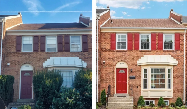 Full Exterior Renovation - Complete exterior transformation on a brick colonial: new roof, new windows, replaced trim, and fresh paint for a finished, cohesive exterior. Full Exterior Renovation - Complete exterior transformation on a brick colonial: new roof, new windows, replaced trim, and fresh paint for a finished, cohesive exterior.