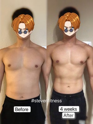 Steve 4 week transformation - Steven and rain did a amazing job during these process and we train like 4 times a weeks plus a diet plan for them to follow us. We did check in every week to make sure they are on the right track