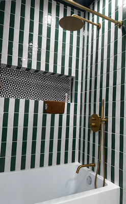 Guest Bathroom Remodel - The guys bathroom went through a demolition and rebuild with beautiful tile work and fixtures. This picture is just the beginning. A new video is coming to our Yelp Connect so be sure to come back. You can also follow us on Instagram for the most up-to-date results.