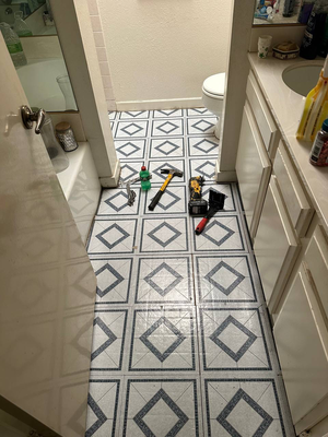 Floor replacement in 3 bathrooms - 1 Removing the toilet
2 Removing the old flooring with baseboards
3 Preparing the surface for new flooring installation
4 Laying the laminate
5 Installing new baseboards
6 Caulking and painting the new baseboards
7 Toilet installation and waste removal Floor replacement in 3 bathrooms - 1 Removing the toilet
2 Removing the old flooring with baseboards
3 Preparing the surface for new flooring installation
4 Laying the laminate
5 Installing new baseboards
6 Caulking and painting the new baseboards
7 Toilet installation and waste removal