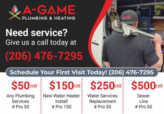 A-Game - Value and Service - Reach out to A-Game Plumbing and Heating for your pluming and heating needs! Make the WINNING call! 206-476-7295