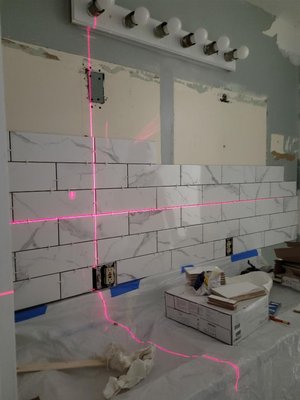 New vanity/precision tile - Let us update your bathroom! We specialize in precision tile work New vanity/precision tile - Let us update your bathroom! We specialize in precision tile work