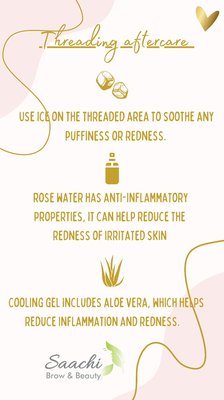Threading Aftercare - Threading Aftercare explains everything you need to take care after Getting eyebrows and face threaded Threading Aftercare - Threading Aftercare explains everything you need to take care after Getting eyebrows and face threaded