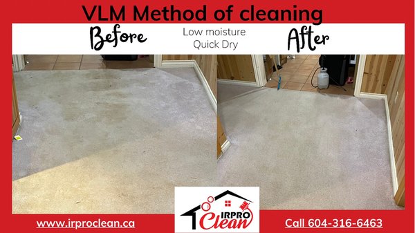 Low Moisture Carpet cleaning in Chilliwack - This was a heavily stained carpet that came out beautifully. We used a low moisture cleaning method that dried very quickly and the owner was able to move their contents back in place right away.