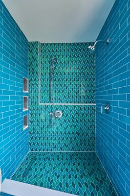 East Providence Primary Bathroom Remodel - This was a gut remodel of a primary bath design/built by our team together with the clients. We overcame some challenges with structural issues in the floor and getting plumbing to the second floor. All of the wall and mosaic tiles are glass tiles. Kohler Purist tub, filler, shower and toilet fixtures East Providence Primary Bathroom Remodel - This was a gut remodel of a primary bath design/built by our team together with the clients. We overcame some challenges with structural issues in the floor and getting plumbing to the second floor. All of the wall and mosaic tiles are glass tiles. Kohler Purist tub, filler, shower and toilet fixtures