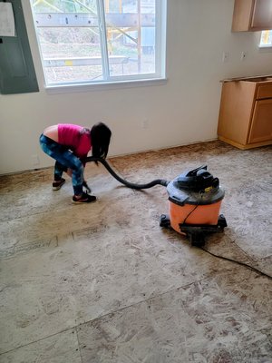 New floor insulation cleaning. Subfloor surface cleaning to remove dust, debris, adhesives, and curing compounds. - New construction floor prep. New floor insulation cleaning. Subfloor surface cleaning to remove dust, debris, adhesives, and curing compounds. - New construction floor prep.