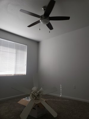 Matching ceiling fan replacements - Replaced two old ceiling fans that did not match to two new ones that match in the bedroom and living room. Matching ceiling fan replacements - Replaced two old ceiling fans that did not match to two new ones that match in the bedroom and living room.