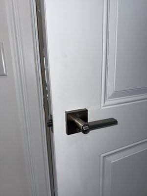 Smart lock fresh installation - Customer was interested and requested a smart lock. Although she did not have a prepped tubular hole for the deadbolt, we did a fresh installation and upgraded her security as well as put a passage function lever.