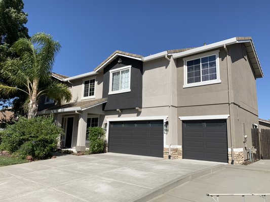 Ruby Dr. - Exterior Repaint in Vacaville. Modern color scheme, accenting   bold features, and new fixtures brought this contemporary home from cookie cutter to trend setter.