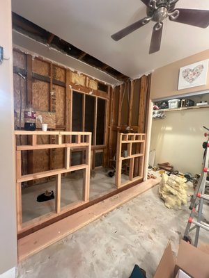 Custom shower installation. This was a stand up shower with a tub right next to it. Turned into a double rain shower. - custom shower installation after removing the existing bathtub and shower. running lions into and out of the valves on the pony walls up to