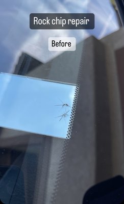 Rock chip repair - We fix this rock chip on the windshield Rock chip repair - We fix this rock chip on the windshield