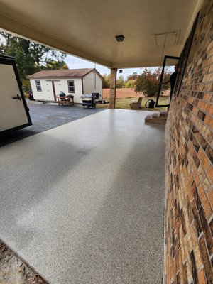 Patio Floor Epoxy Finish - Historic home after tuck pointing and surface sealing job. Completed project of concrete patio with new epoxy flooring finish. Patio Floor Epoxy Finish - Historic home after tuck pointing and surface sealing job. Completed project of concrete patio with new epoxy flooring finish.