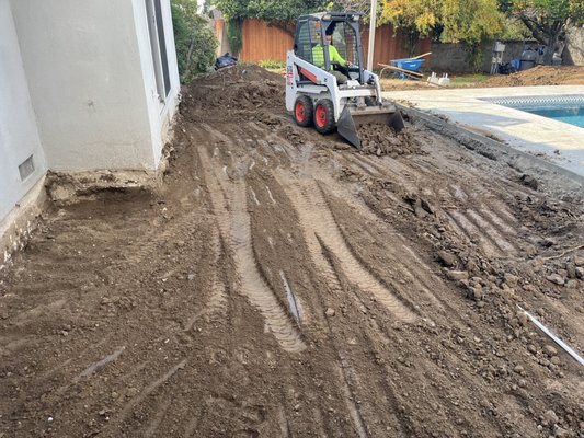 Whittier deck - This deck required some excavation because the client wanted the deck floor to be leveled exactly to the floor of the pool . Whittier deck - This deck required some excavation because the client wanted the deck floor to be leveled exactly to the floor of the pool .