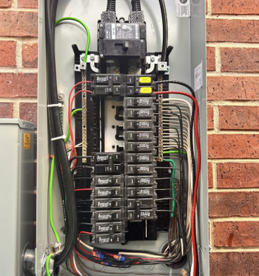 Panel Replacement - This project involved a full electrical panel replacement after the homeowner was notified by their insurance company that the existing panel needed to be upgraded for safety and compliance.
After completing an on-site evaluation, we replaced the outdated panel with a new, code-compliant electrical panel to ensure safe and reliable operation. The work was completed the same day, minimizing disruption for the homeowner and allowing them to quickly move forward with their insurance requirements.
The customer was very satisfied with the outcome and the efficiency of the installation. Panel Replacement - This project involved a full electrical panel replacement after the homeowner was notified by their insurance company that the existing panel needed to be upgraded for safety and compliance.
After completing an on-site evaluation, we replaced the outdated panel with a new, code-compliant electrical panel to ensure safe and reliable operation. The work was completed the same day, minimizing disruption for the homeowner and allowing them to quickly move forward with their insurance requirements.
The customer was very satisfied with the outcome and the efficiency of the installation.