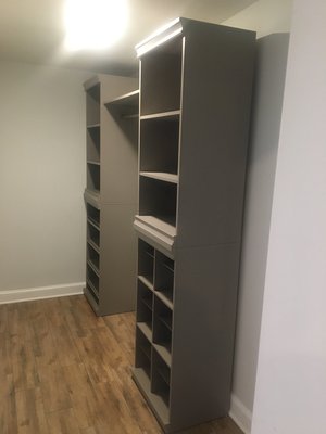 Closet Shelving & Storage Upgrades - This is a group of closets I transformed for a customer. Included 1 closet shelf addition, 2 simple closet shelving system, and 1 master closet shelving and storage system. The simple shelves costs about $60, simple close-about $120, and master closet $320 (that particular one) and took several hours to complete all projects in a day. Closet Shelving & Storage Upgrades - This is a group of closets I transformed for a customer. Included 1 closet shelf addition, 2 simple closet shelving system, and 1 master closet shelving and storage system. The simple shelves costs about $60, simple close-about $120, and master closet $320 (that particular one) and took several hours to complete all projects in a day.