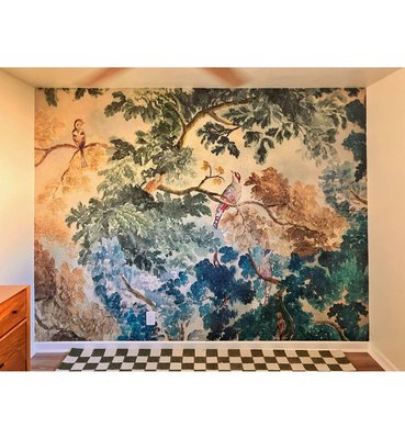 Wallpaper installation - Installed wallpaper with seamless pattern alignment Wallpaper installation - Installed wallpaper with seamless pattern alignment