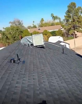 Double layer shingle tear off. - Double layer shingle tear off. installed new synthetic underlayment, new pipe jacks and vents, and 30 year dimensional shingles. patio tear off with new patio install