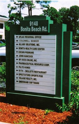 Custom Designed Aluminum Building Directory - Established since 1978, Signs & Things is one of the oldest and most established sign companies serving Southwest Florida. Providing quality fabrication of almost any type of signage, we can handle installation, service and permitting to satisfy the most demanding customer. Custom Designed Aluminum Building Directory - Established since 1978, Signs & Things is one of the oldest and most established sign companies serving Southwest Florida. Providing quality fabrication of almost any type of signage, we can handle installation, service and permitting to satisfy the most demanding customer.