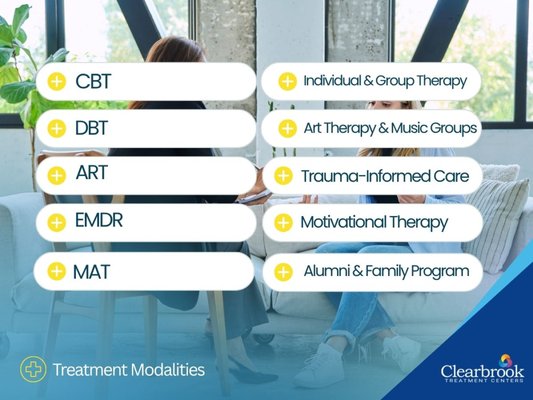 Treatment Programs - At Clearbrook Pennsylvania, our treatment programs combine evidence-based, clinically proven care with specialized services designed to support each individual’s unique recovery journey. Depending on location and individual needs, treatment may include medical detox, residential care, PHP, medication-assisted treatment (MAT), and specialized programs such as Faith in Recovery. Through individualized treatment planning, therapy, clinical support, and additional recovery-focused services, we help individuals address substance use, mental health concerns, and co-occurring disorders while building a foundation for long-term recovery.