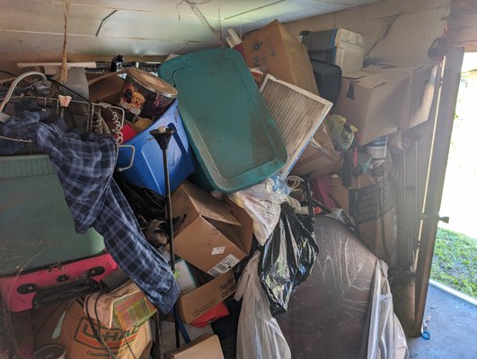 Garage Cleanout - This garage had been full for over 10 years. Our customer wanted a change and wanted their space back. We removed all of their junk for them the same day they called. We sorted out the donatable items and donated them to goodwill. The rest went to the landfill where it was properly disposed of. Garage Cleanout - This garage had been full for over 10 years. Our customer wanted a change and wanted their space back. We removed all of their junk for them the same day they called. We sorted out the donatable items and donated them to goodwill. The rest went to the landfill where it was properly disposed of.