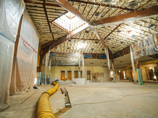 Commercial Spray Foam Job - We completed a full-scale spray foam insulation installation for this large commercial facility featuring high vaulted ceilings, open beam architecture, and complex framing. This project required precise coordination to deliver high-performance thermal insulation and energy efficiency throughout the building.