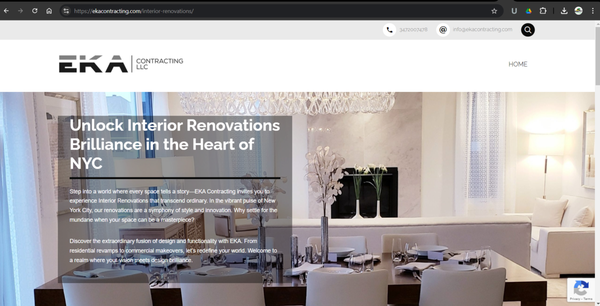 www.EKAcontracting.com - Bent Enterprise partnered with EKA Contracting to deliver a comprehensive suite of digital marketing services. The primary focus was on custom web design, a 100-page SEO strategy, Google My Business (GMB) optimization, and a high-DA backlink campaign.

Web Design
Bent Enterprise built a responsive, ADA-compliant website for EKA Contracting, designed for both aesthetics and performance. This included fast loading speeds, mobile responsiveness, and an easy-to-navigate layout, allowing potential clients to access information quickly. The site was tailored to showcase EKA’s portfolio and services, enhancing its credibility in the construction industry.

100-Page SEO Strategy
Bent Enterprise implemented a 100-page SEO plan, creating numerous pages optimized for industry-specific keywords. These pages improved the site’s visibility on search engines by targeting different aspects of the construction industry. This comprehensive SEO strategy allowed EKA to rank higher for multiple keywords, resulting in increased organic traffic and better lead generation.

Google My Business Optimization
The GMB optimization focused on enhancing EKA’s local search visibility. Bent Enterprise ensured the GMB profile was fully optimized with accurate business information, relevant service categories, and client reviews. This boosted EKA’s presence in local searches, driving more foot traffic and online inquiries from local customers.

High-DA Backlink Campaign
Bent Enterprise launched a high-DA backlink campaign to further improve EKA’s search engine rankings. By securing backlinks from reputable websites within the construction industry, EKA’s domain authority increased, contributing to higher rankings and more organic traffic. This strategy involved guest blogging, industry directory listings, and other content marketing tactics to acquire quality links.

Ongoing Support
Beyond the initial services, Bent Enterprise provides ongoing support to ensure EKA’s digital marketing efforts remain effective. Regular SEO audits, fresh content updates, and continued link-building efforts help maintain and improve EKA’s online performance over time. They also manage email campaigns and social media to further enhance the company’s digital presence.

Results
The collaboration with Bent Enterprise resulted in significant improvements for EKA Contracting. The company now enjoys a stronger online presence, higher search rankings, and increased customer engagement. Their website traffic and leads have grown due to effective SEO, web design, and GMB optimization, positioning them as a trusted player in the construction industry.