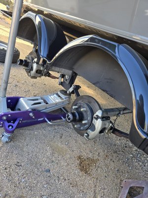 Bearing and Brake Service - Having your bearings and brakes properly serviced yearly is the best way to avoid having a costly breakdown on the road. We disassemble, clean and inspect all vital components to ensure you peace of mind while towing.