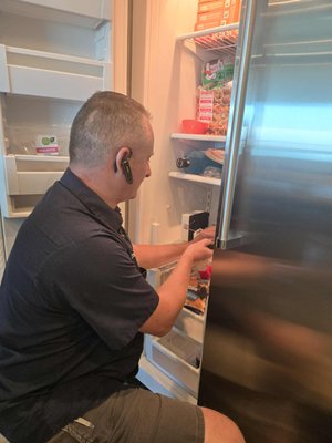Working on a Viking refrigerator - Working on a Viking refrigerator with ice maker issue. Installed new ice maker assembly. Working on a Viking refrigerator - Working on a Viking refrigerator with ice maker issue. Installed new ice maker assembly.