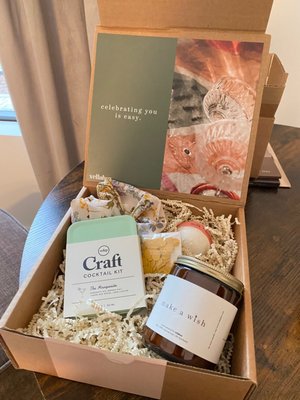 "Celebrating you is easy." - About this product
Today, it's all about them. They are the moment. Gift a box that will make just as much of a statement as their birthday outfit!
INCLUDES:
"Make a Wish" 8oz 100% Soy Candle | Vellabox
Scent Notes: Sweet vanilla, velvet, suede
-Margarita Cocktail Kit | W&P
-No. 16 Bath Bomb (pink grapefruit, bergamot and cardamom) | Milk + Honey
-Jumbo Satin Scrunchie (Floral) | JoJo Makes
-Wildflower Seed Confetti | 82 Degrees
"Celebrating you is easy." interior packaging. "Celebrating you is easy." - About this product
Today, it's all about them. They are the moment. Gift a box that will make just as much of a statement as their birthday outfit!
INCLUDES:
"Make a Wish" 8oz 100% Soy Candle | Vellabox
Scent Notes: Sweet vanilla, velvet, suede
-Margarita Cocktail Kit | W&P
-No. 16 Bath Bomb (pink grapefruit, bergamot and cardamom) | Milk + Honey
-Jumbo Satin Scrunchie (Floral) | JoJo Makes
-Wildflower Seed Confetti | 82 Degrees
"Celebrating you is easy." interior packaging.