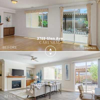 Before & After : 3769 Glen Ave, Carlsbad - Our team had the incredible opportunity to renovate & stage this beautiful home in the Foothills of Carlsbad. Including several home improvements, we were able to ultimately increase the value of our seller’s home. This home was on the market for less than a week! Staged & designed to yield multiple offers & demonstrate the home’s potential!

Vincent Morris Team | Compass
DRE #01860044
vincentmorristeam.com
