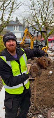 Exterior Drainage Project - Our crew working on another exterior drainage project. This one was plugged with a large root blockage and lots of sediment after years of neglect. We removed the problem areas, added clean out access points and got the whole system working again 💪