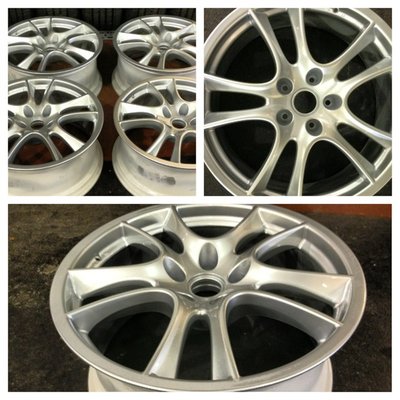 Powder Coating - These wheels were curbed and weathered by age and the elements. The wheels were stripped, powder coated with a primer, base coated and powder cleared for the ultimate results in quality and durability. Powder Coating - These wheels were curbed and weathered by age and the elements. The wheels were stripped, powder coated with a primer, base coated and powder cleared for the ultimate results in quality and durability.