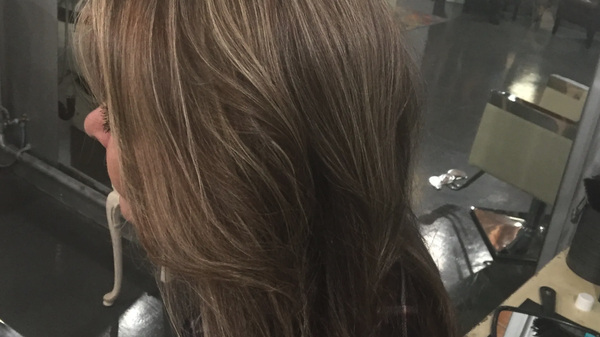 Before & After - Before and after: Partial highlights with all over color. Before & After - Before and after: Partial highlights with all over color.