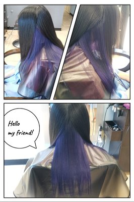 Under dyes! - We are strongly recommend our customers to have keratin treatment after the bleach and color, that will prevent chemical to damage the hair, we have so many compliments about keratin treatment! Coming and try it!