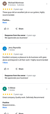Testimonials - workmanship guaranteed Testimonials - workmanship guaranteed