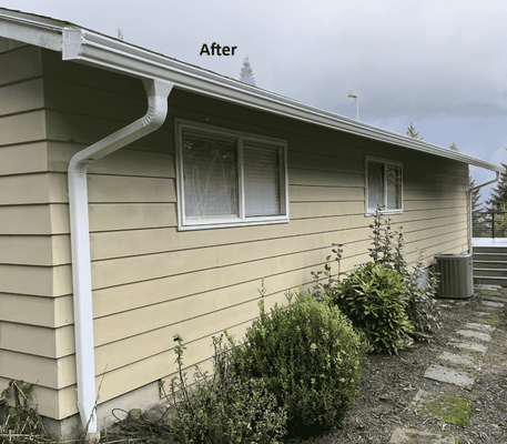 Rainier Home Gets Gutter Shutter System - A Rainier, Oregon family was planning some exterior updates to their home, including painting the home, landscape work and installing a new gutter system. The old system was old, falling apart and clogging from the trees on their property. The homeowners saw a Pacific Gutter commercial and knew that the Gutter Shutter system was the right fit for them, while making home updates.
The Gutter Shutter system is an all-in-one gutter and guard system. It is made with 0.323 g American-made aluminum and is the largest and most-durable system available on the market. Pacific Gutter's Gutter Shutter installations are backed by a lifetime guarantee to NEVER clog, sag or pull away from the home.
In just one day, our trained technicians removed the old gutter system, and installed the new Gutter Shutter system to the home.
It was custom-built, on-site to ensure a perfect fit. The homeowners now do not have to worry about a leaking gutter system ruining their new paint job, or causing water damage to their beautiful home. Rainier Home Gets Gutter Shutter System - A Rainier, Oregon family was planning some exterior updates to their home, including painting the home, landscape work and installing a new gutter system. The old system was old, falling apart and clogging from the trees on their property. The homeowners saw a Pacific Gutter commercial and knew that the Gutter Shutter system was the right fit for them, while making home updates.
The Gutter Shutter system is an all-in-one gutter and guard system. It is made with 0.323 g American-made aluminum and is the largest and most-durable system available on the market. Pacific Gutter's Gutter Shutter installations are backed by a lifetime guarantee to NEVER clog, sag or pull away from the home.
In just one day, our trained technicians removed the old gutter system, and installed the new Gutter Shutter system to the home.
It was custom-built, on-site to ensure a perfect fit. The homeowners now do not have to worry about a leaking gutter system ruining their new paint job, or causing water damage to their beautiful home.
