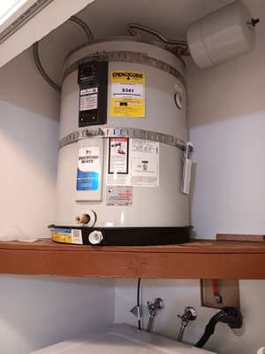 Closet Shelf Water Heater - If you have a funky located water heater, we can help! This 38gal tank was on a shelf in a laundry closet! Closet Shelf Water Heater - If you have a funky located water heater, we can help! This 38gal tank was on a shelf in a laundry closet!