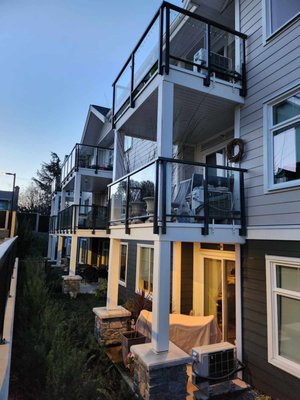Exterior Decks - A year after construction the wooden pillars for this property had become rather damaged from the elements. We coated these exposed wood pillars across the entire property to finaly offer these tenants a completed property as originally envisioned Exterior Decks - A year after construction the wooden pillars for this property had become rather damaged from the elements. We coated these exposed wood pillars across the entire property to finaly offer these tenants a completed property as originally envisioned