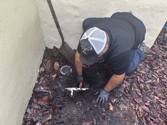 Water Line Repair Temple Terrace FL - This project was a leaking water line repair in Temple Terrace, FL. The water line had been leaking very slowly for months and was causing the homeowner's water bill to skyrocket! Manny and the Sewer Studs team cut out the leaking area, installed a new shut-off valve, backfilled the work area, and installed a new valve box for easy access in the future.