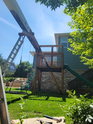 Giant Playset - This project was so cool! We met the sweetest family too! Mom created this bad boy in her backyard without a crane! Absolutely the largest playset I have ever seen. The center beam was about a train tressel size. We came in to do some HOA specific asks. Lots of caulking and smoothing to add to its final look. Giant Playset - This project was so cool! We met the sweetest family too! Mom created this bad boy in her backyard without a crane! Absolutely the largest playset I have ever seen. The center beam was about a train tressel size. We came in to do some HOA specific asks. Lots of caulking and smoothing to add to its final look.